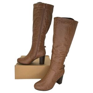Journee Collection Carver Tan Knee High Wide Calf Womens Boots Size 8M